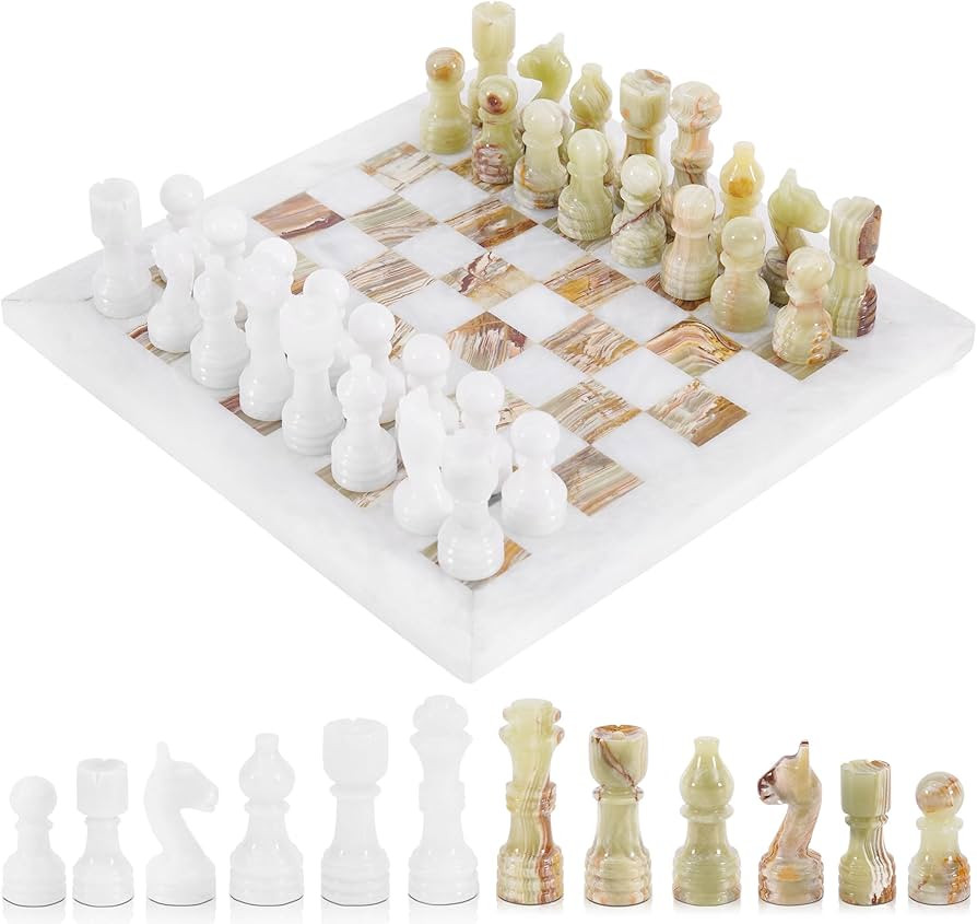 Radicaln Marble Chess Set 12'' Inches White and Green Onyx Handmade Luxury Board Games for Adults... | Amazon (US)