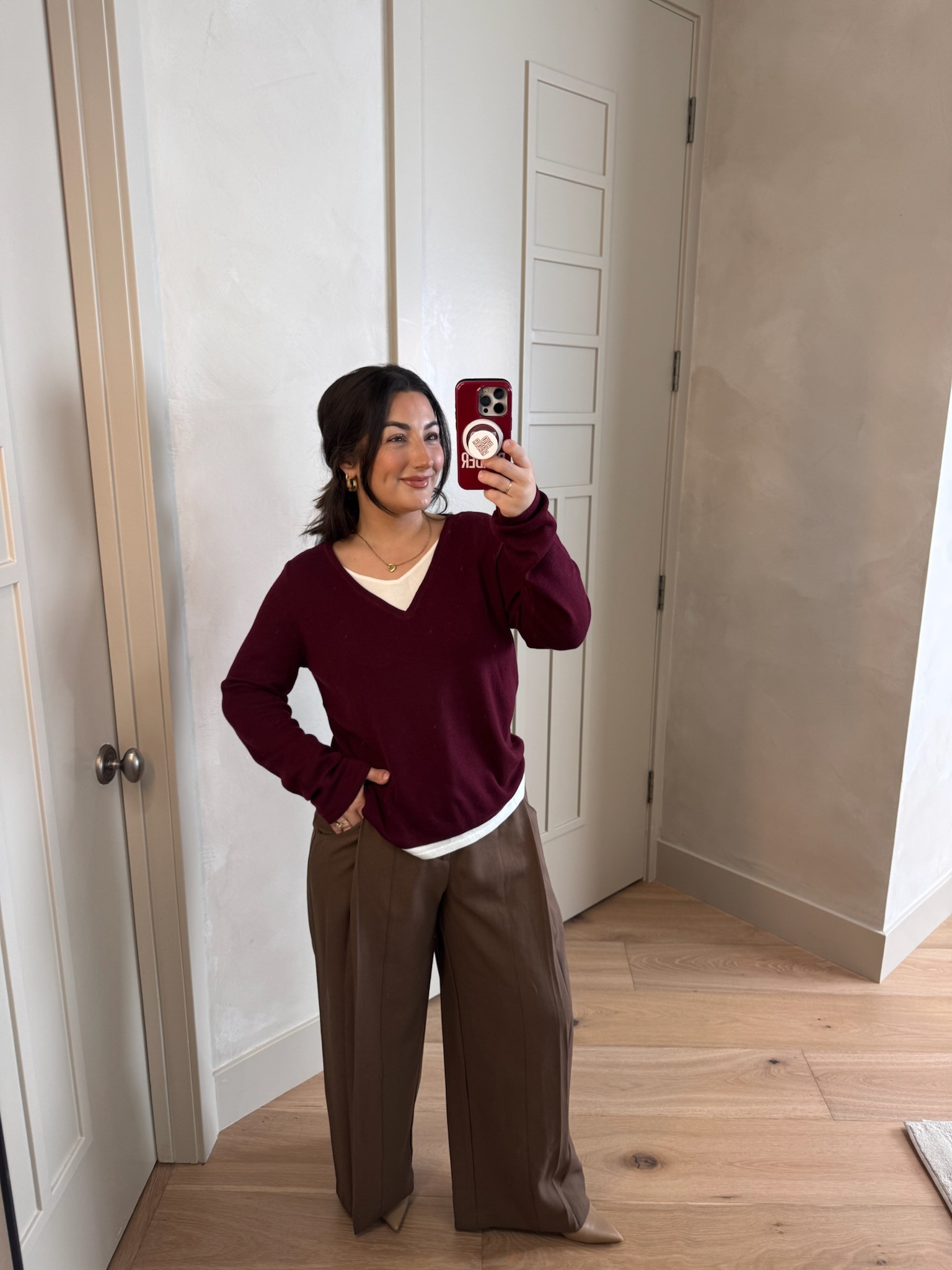 Petite friendly workwear! 
Sweater in color red wine size small 
Linen trousers size medium 

(5'0" 140lbs)

#LTKootd #LTKPetite #LTKWorkwear
