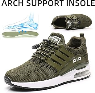 BOGOVER Women's Running Shoes Breathable Air Cushion Sneakers Elastic No Tie Shoe Laces | Amazon (US)