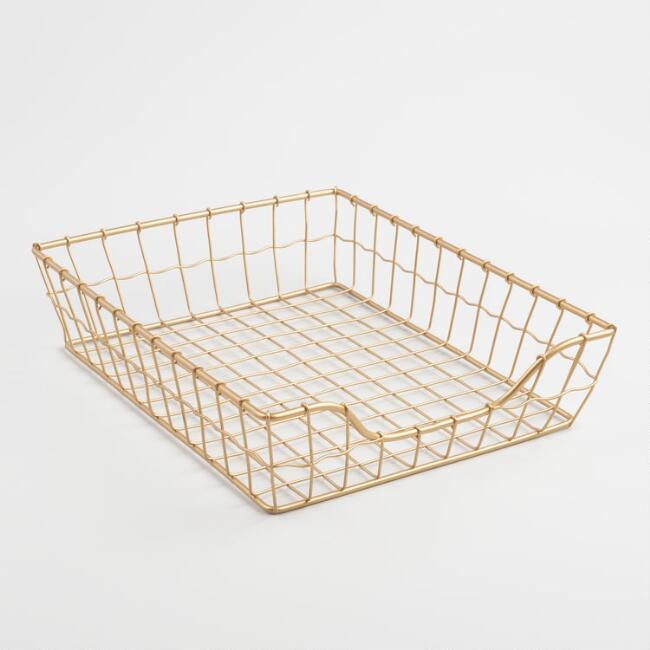 Antonia Gold Wire Paper Tray | World Market