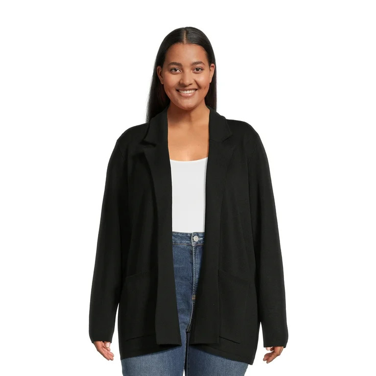 Terra & Sky Women's Plus Size Knit Blazer | Walmart (US)