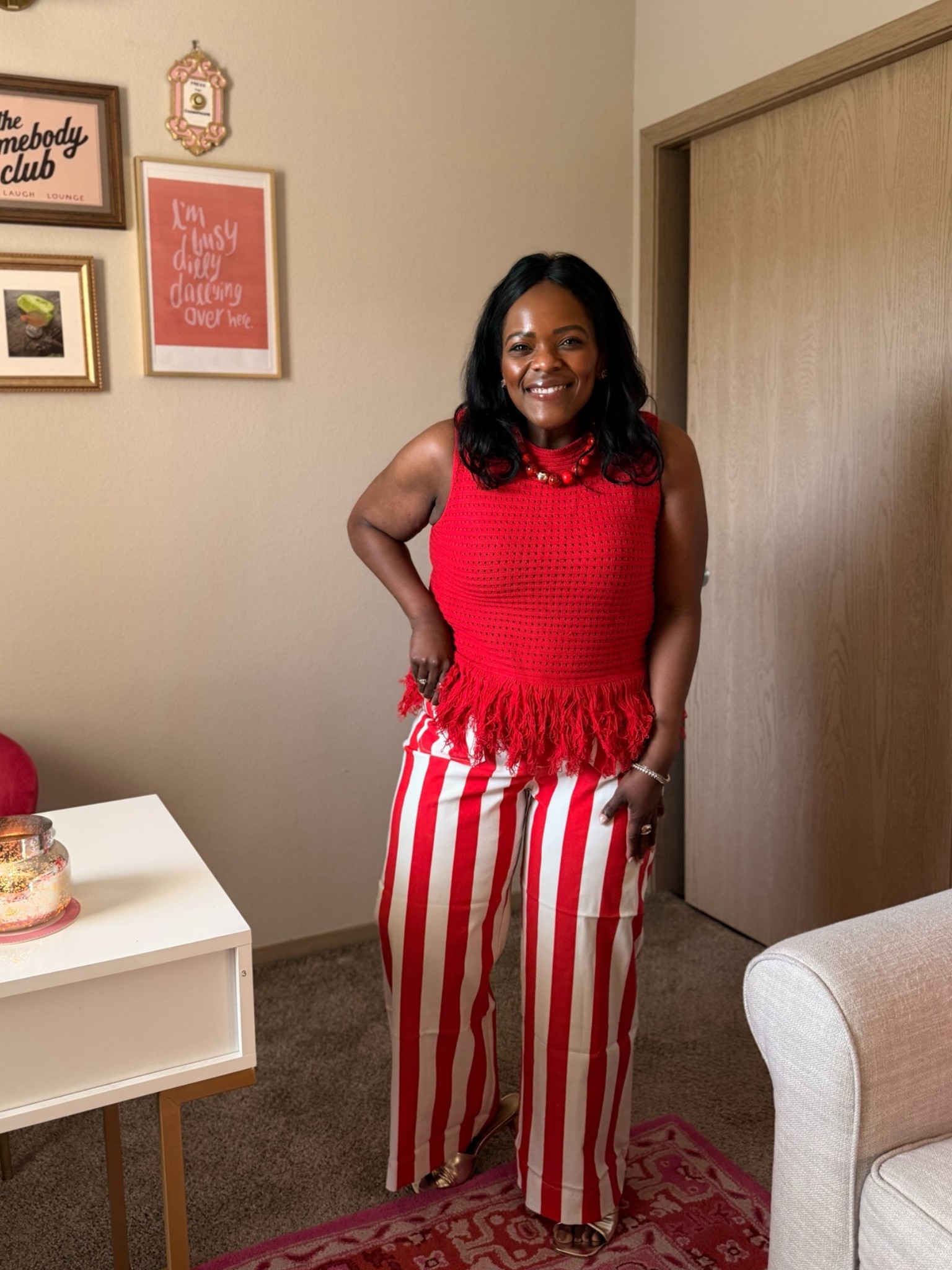 Can you believe this whole outfit is from Amazon? So good!! Wearing a M in the tank and size 31 in the stripe pants. ❤️🇺🇸💙

#LTKgrwm #LTKootd #LTKSeasonal