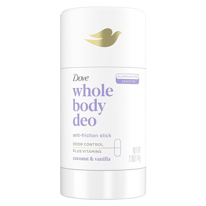 Dove Whole Body Deo Aluminum Free Anti-Friction Deodorant Stick Coconut + Vanilla for All Day Odo... | Amazon (US)