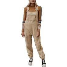 BZB Women's Fleece Warm Overalls Winter Loose Casual Jumpsuits With Pockets | SHEIN