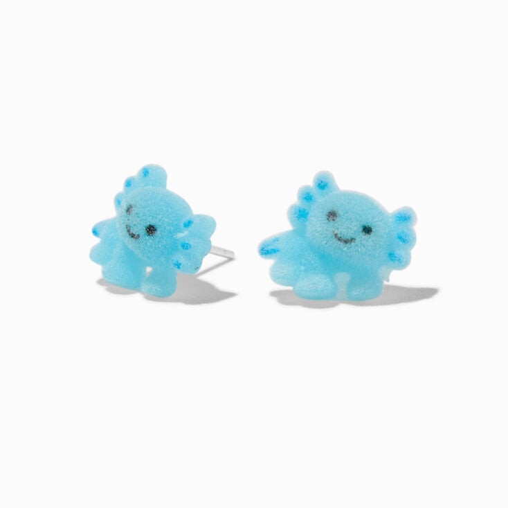C LUXE by Claire's Sterling Silver Post Fuzzy Blue Axolotl Stud Earrings | Claire's (UK)