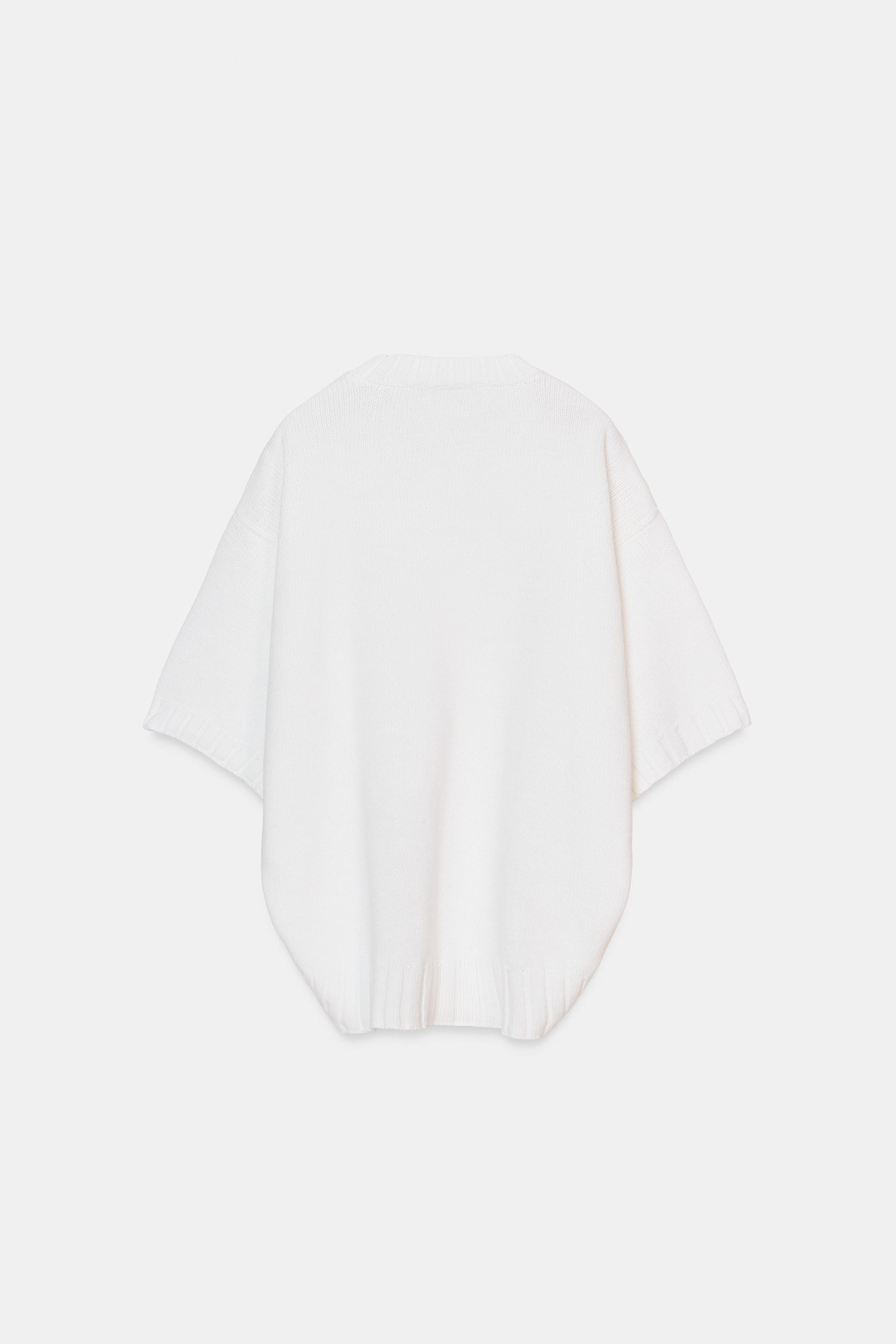 KNIT SHORT SLEEVE JUMPER WITH ASYMMETRIC HEM | Zara UK