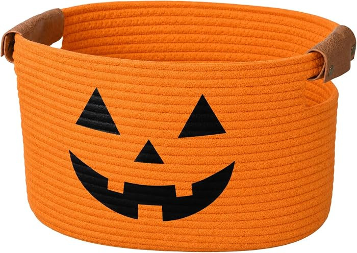 Potchen Halloween Pumpkin Cotton Rope Basket with Handles | Amazon (US)
