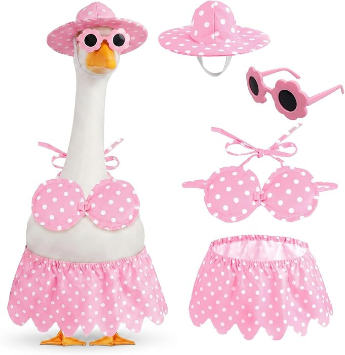 hoyuwak Bikini Goose Outfits Summer Hawaiian Porch Goose Outfits Bikini Goose Clothes with Sungla... | Amazon (US)