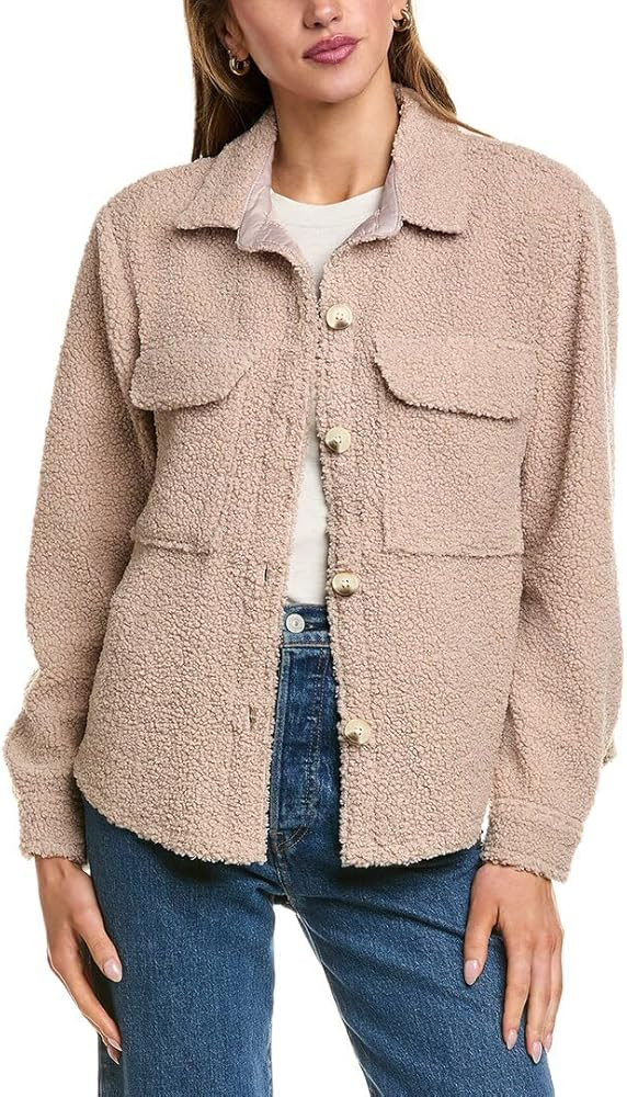 Beach Lunch Lounge Womens Beachlunchlounge Tory Fleece Shacket, M, Tan | Amazon (US)
