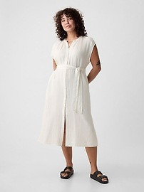 Crinkle Gauze Belted Midi Dress | Gap (US)