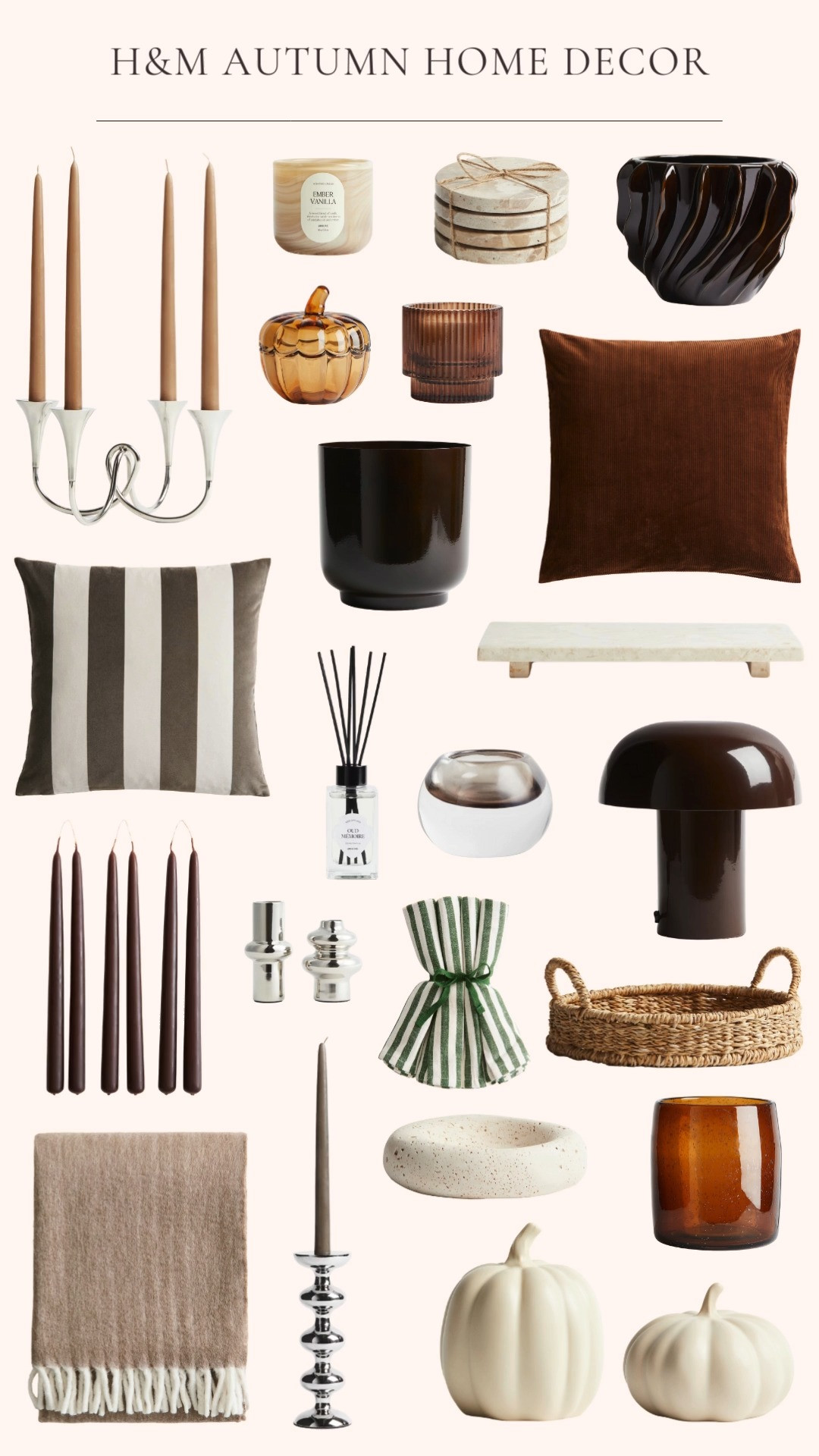  

 I’m loving the browns, creams, dark greens and chrome silver for autumn. H&M has some really pretty pieces that will easily go from fall into Christmas. They’re also on sale right now.

#LTKHome #LTKSaleAlert #LTKFindsUnder50