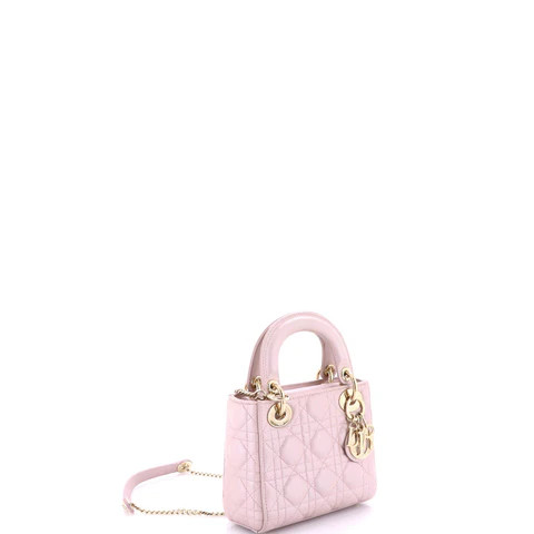 Lady Dior Chain Bag Cannage Quilt Iridescent Leather Mini | Rebag