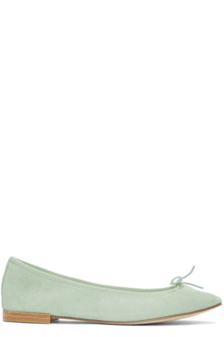 Green Suede Cendrillon Ballerina Flats | SSENSE