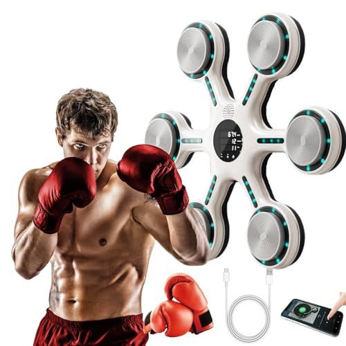 Music Boxing Machine, Smart Music Boxing Machine with Bluetooth, Home Wall-Mounted Training Gear, Boxing Training Punching Equipment with Gloves, Fitness and Reflex Improvement | Amazon (US)