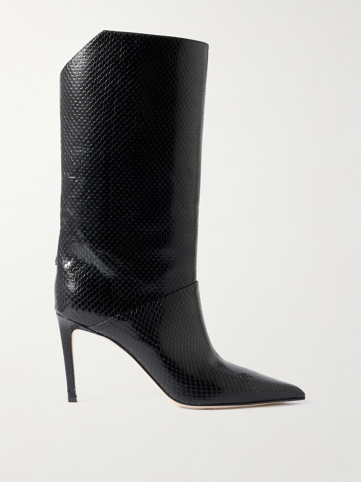 Jimmy Choo - Beren 85 Snake-effect Leather Boots - Black | NET-A-PORTER (US)