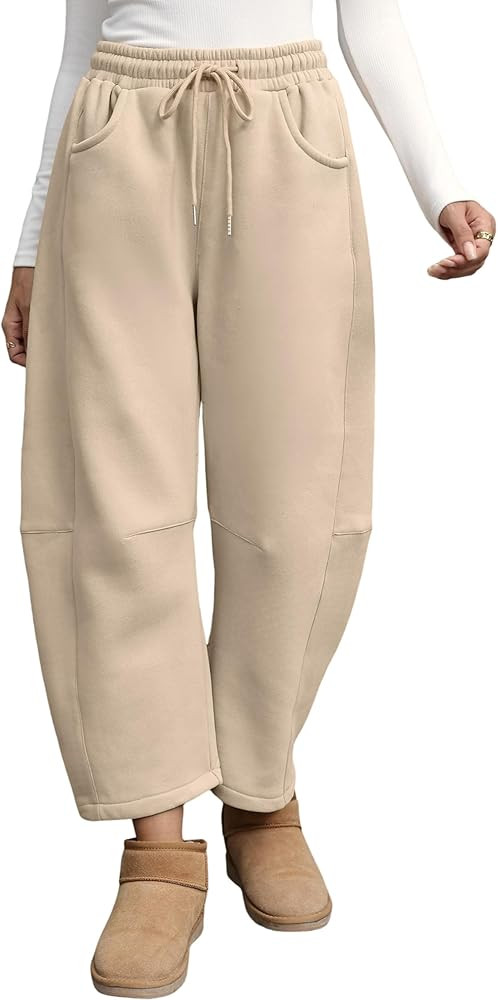 Yeokou Womens Fleece Lined Sweatpants Barrel Leg High Waist Winter Joggers Cozy Home Travel Loung... | Amazon (US)