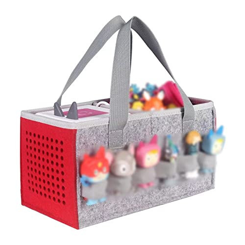 OUKNAK Carrying Case for Tonies Starter Set & Storage Bag for Tonies Figurine, Home Outdoor Hand Bag for Tonies Audio Player and Dolls Musical Toy Folding Bag for Kids Toniebox Accessories (Gray Red) | Amazon (US)