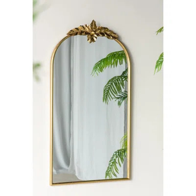 Arched Wall Mirror With Golden Metal Ornament For Living Room Bedroom Frame 24X36 Fascinative | Wayfair North America