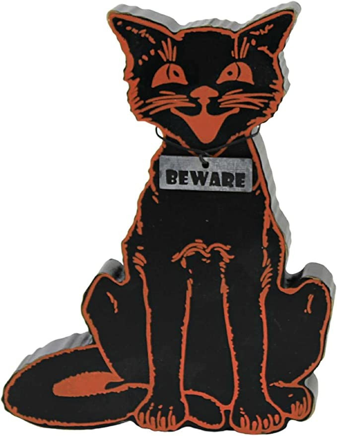 Primitives by Kathy Beware Black Cat Halloween Home Décor Chunky Sitter | Amazon (US)