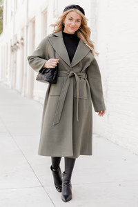 How I'm Feeling Olive Wool Blend Coat | Pink Lily