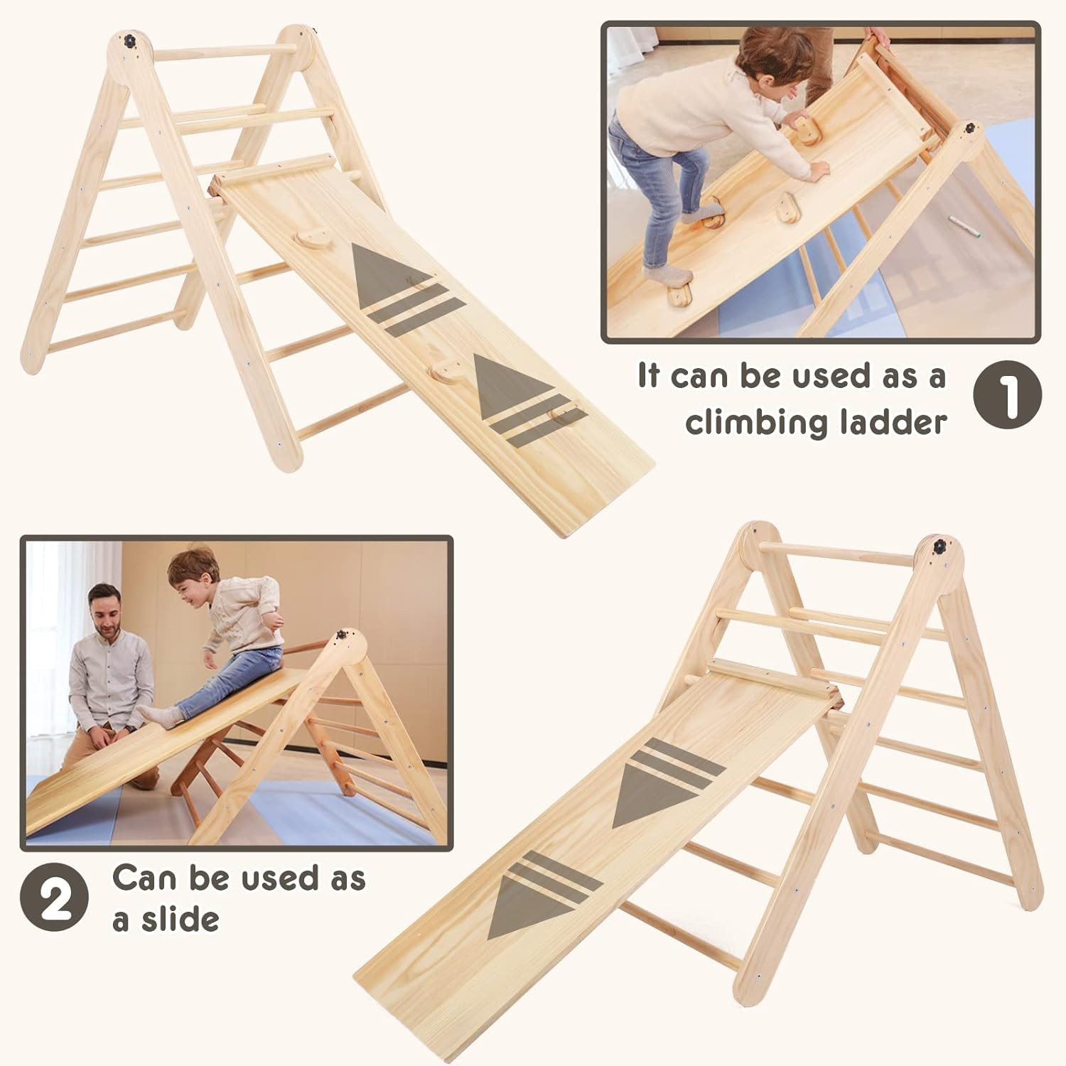 3 in 1 Pikler Triangle Set, Toddler Climbing Toys Indoor, Montessori Climbing Set, Foldable Climb... | Amazon (US)