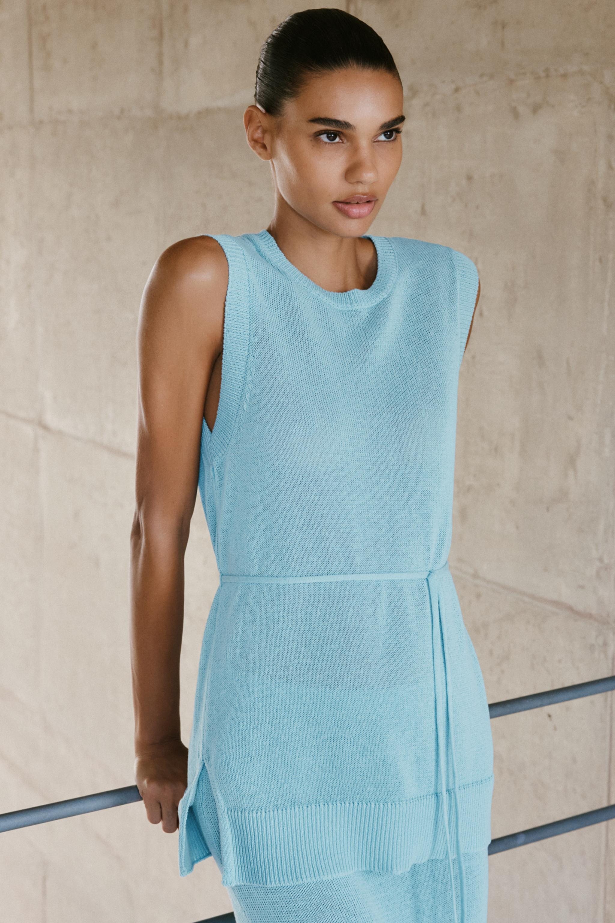 LONG KNIT TOP WITH BELT | Zara UK