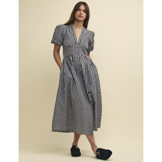 Black Gingham Starlight Midi Dress | Nobody's Child