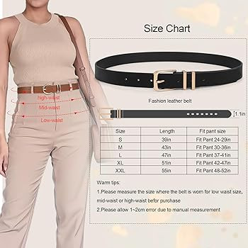 XZQTIVE 3 Pack Women Belts For Jeans Dresses Pants Ladies Leather Waist Belt with Gold Buckle | Amazon (US)