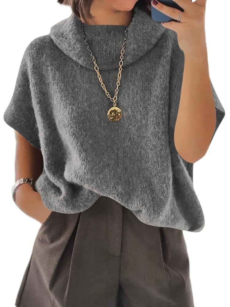Cicy Bell Womens Oversized Turtleneck Knit Sweaters Short Batwing Sleeve Casual Slouchy Loose Fit... | Amazon (US)