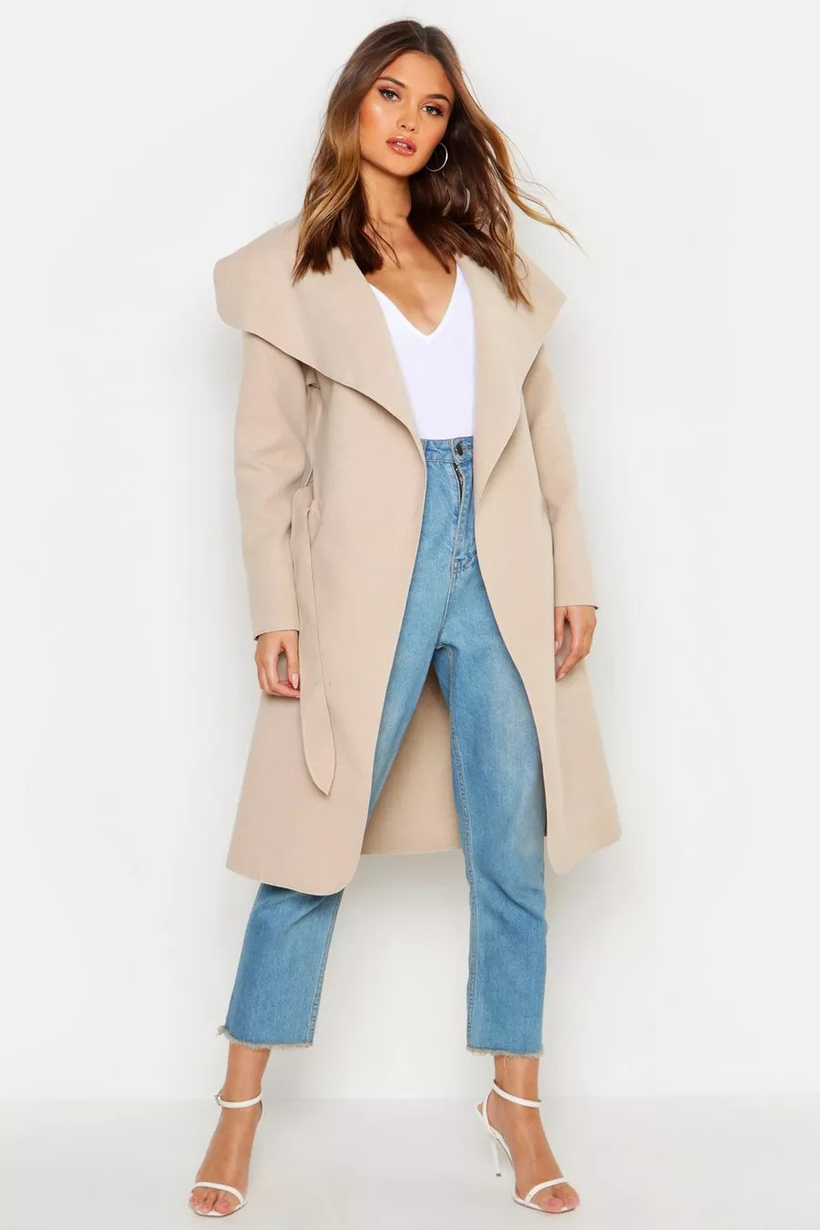 Belted Shawl Collar Coat | Boohoo.com (US & CA)