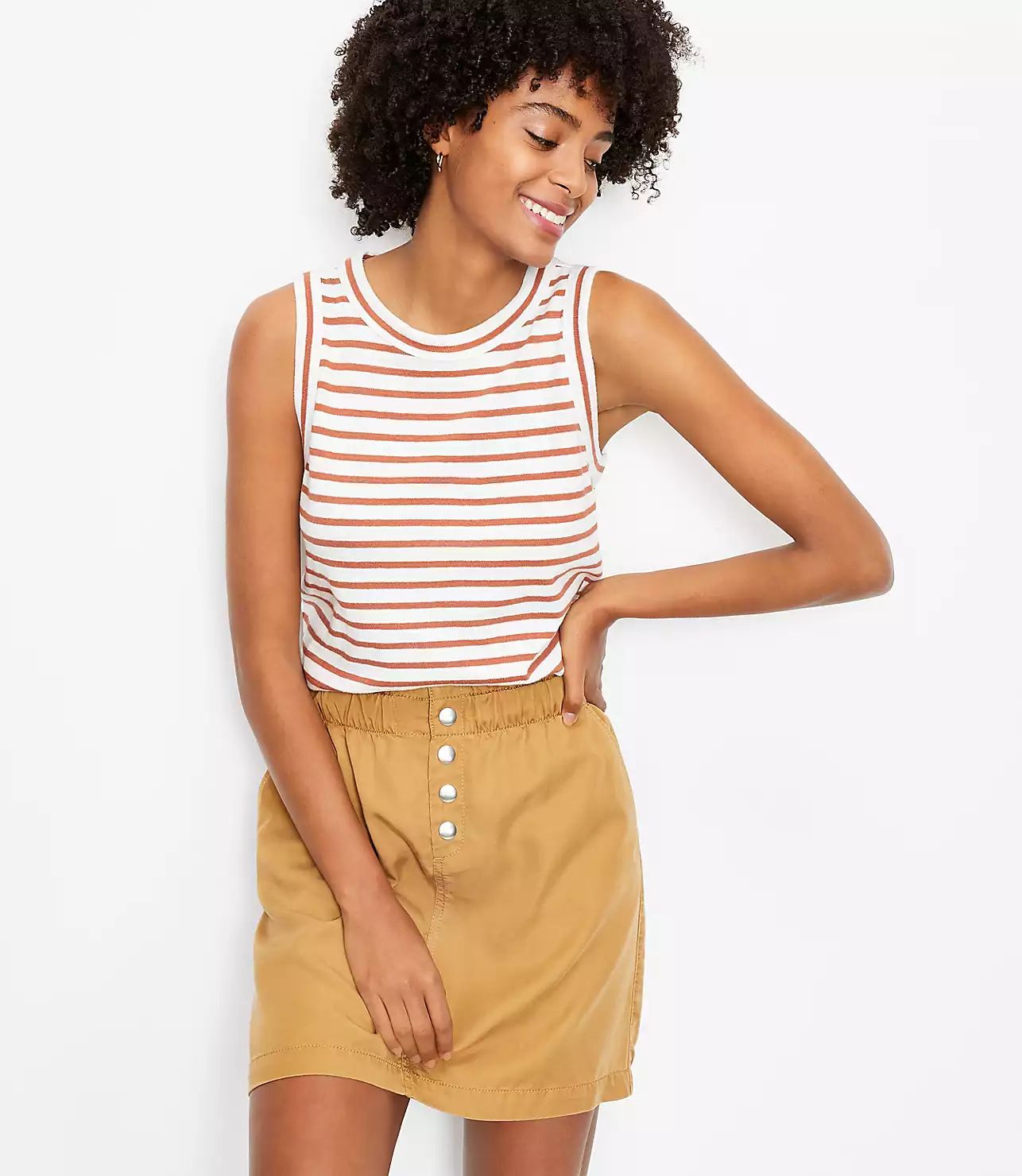 Striped Relaxed Crew Neck Tank | LOFT