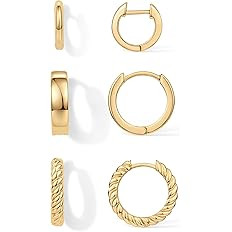 PAVOI Gold Hoop Earrings for Women - 14K-18K Yellow Gold Plated 925 Sterling Silver - Hypoallerge... | Amazon (US)