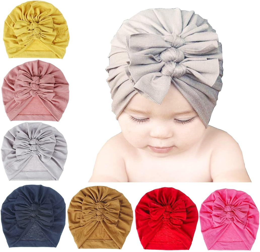 Baby Turban Newborn Turbans for Baby Girls Head Wraps Bow Hats for Newborns Baby Beanie Hats Head... | Amazon (US)