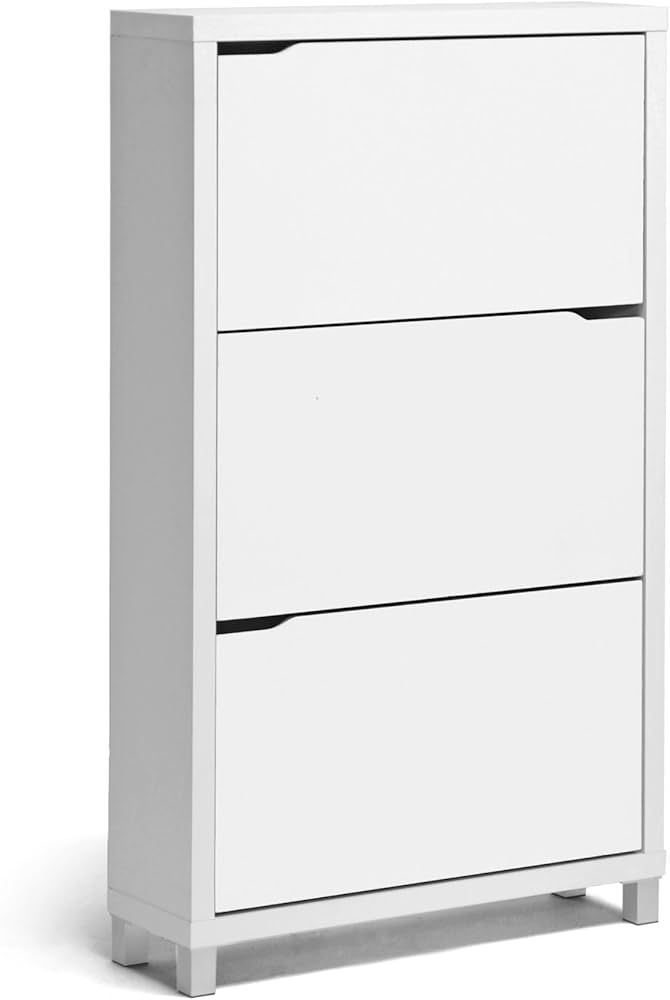 Baxton Studio Simms 3-Door Shoe Storage Cabinet, White (99-4514-HiT) | Amazon (US)