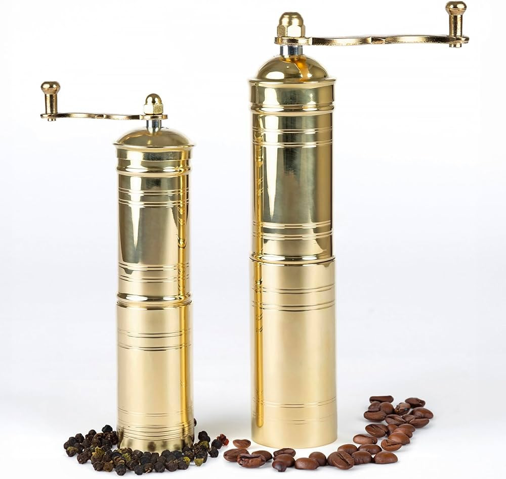 Set of Two Turkish Manual Coffee Grinders, Coffee Mill, Brass Coffee Grinders, Kitchen Decor, Pep... | Amazon (US)