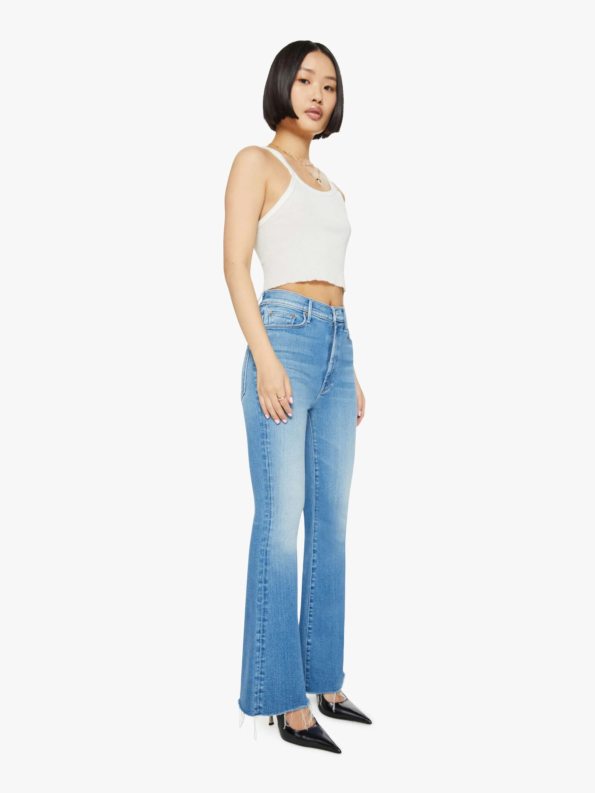 PETITES The Lil High Waisted Weekender Fray - Read Between The Lines | Mother Denim