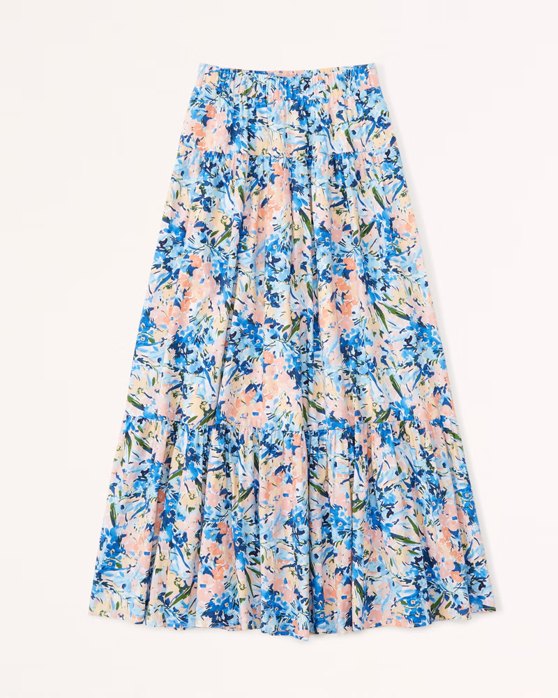 Poplin Tiered Maxi Skirt | Abercrombie & Fitch (US)