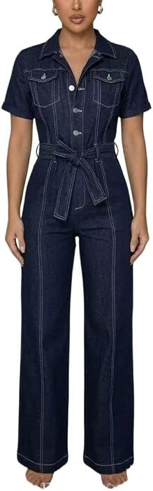 Sunlips Denim Jumpsuits Sexy Elegant High Waisted Wide Leg Pants Stretchy Rompers With Pocket Cow... | Amazon (US)