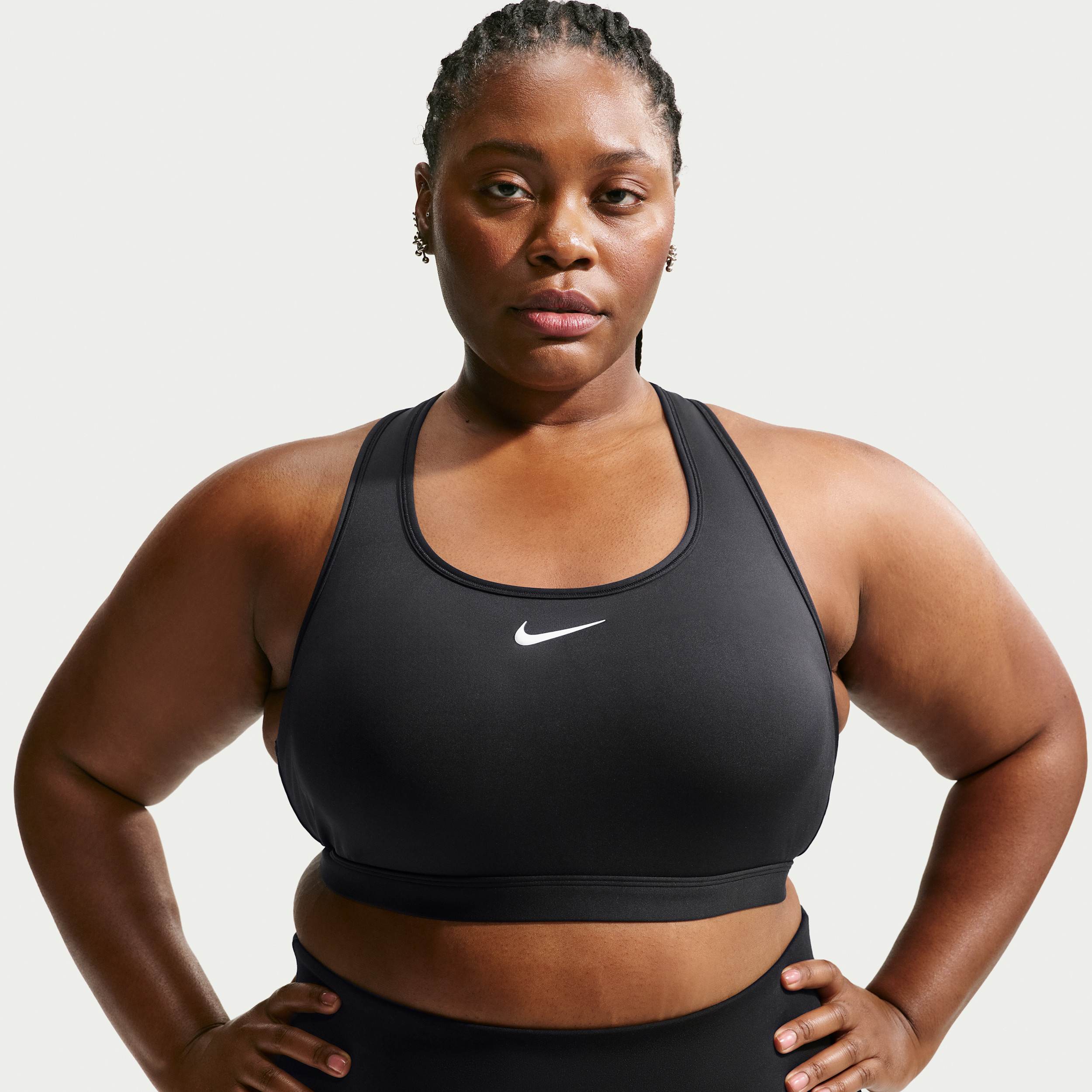 Nike Women's Swoosh Medium Support Padded Sports Bra (Plus Size) in Black | DX6823-010 | Nike (US)
