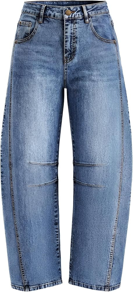 ZESICA Womens Barrel Jeans for Women Trendy 2026 High Waisted Wide Leg Stretchy Baggy Ankle Denim... | Amazon (US)
