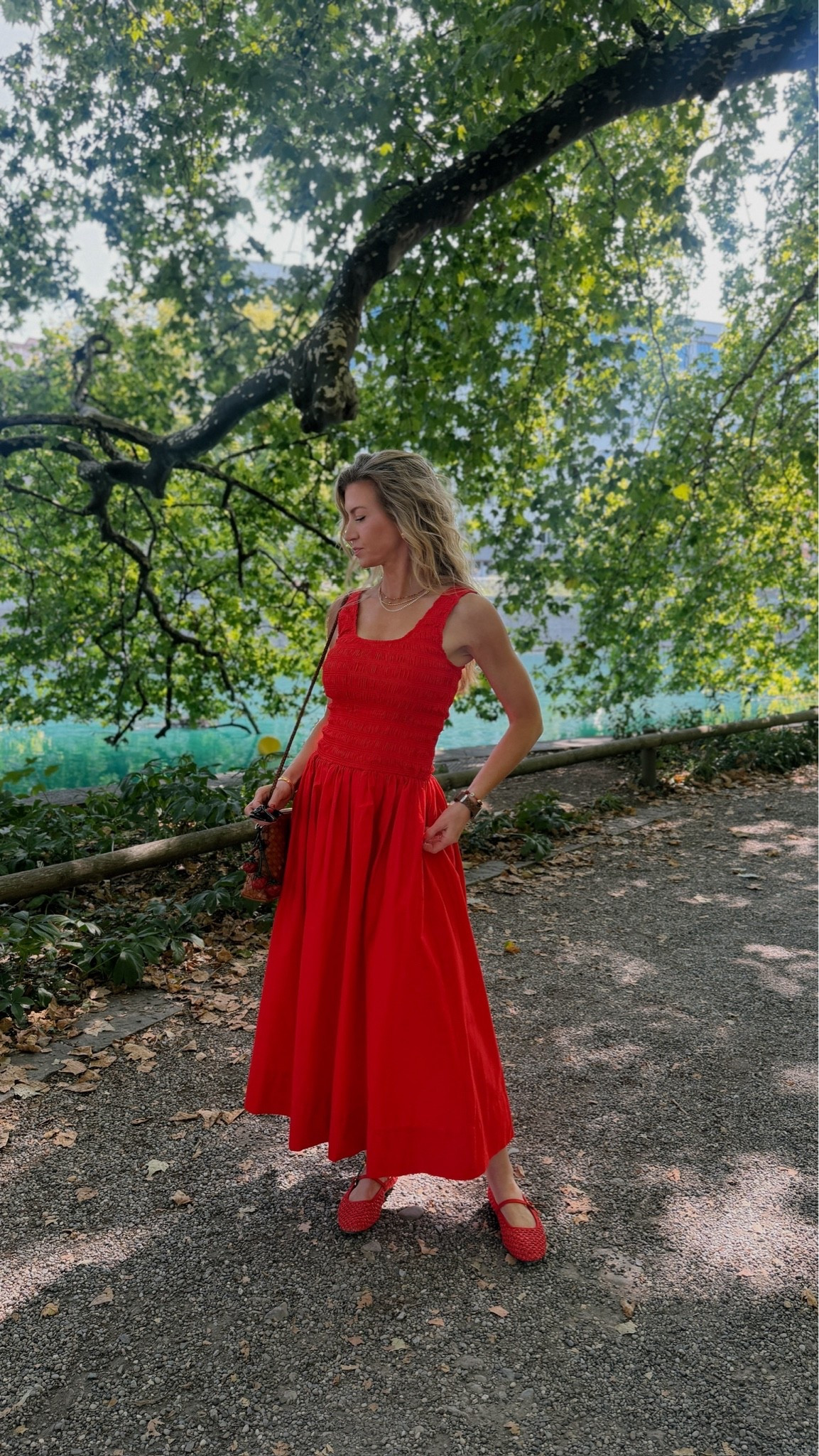 The most perfect red Switzerland dress. TTS, wearing a Small. Red ballet flats: the most comfortable ballet flats I’ve EVER worn, run TTS. Woven cognac leather crossbody bag.

#LTKdayinmylife #LTKgrwm #LTKTravel