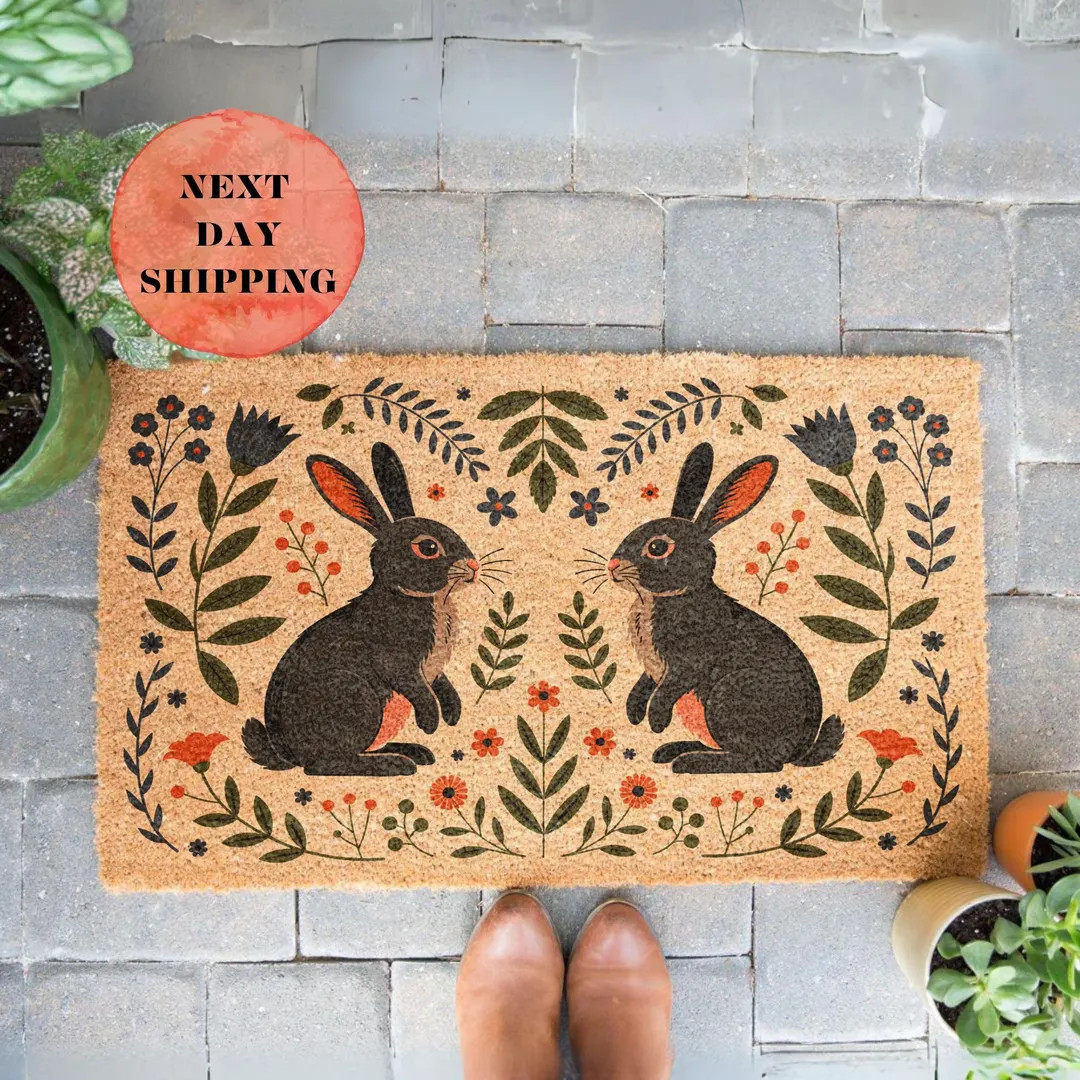 Easter Bunnies Doormat, Cute Spring Doormat, Welcome Mat, Seasonal Home Decor, Front Door Decor, ... | Etsy (US)
