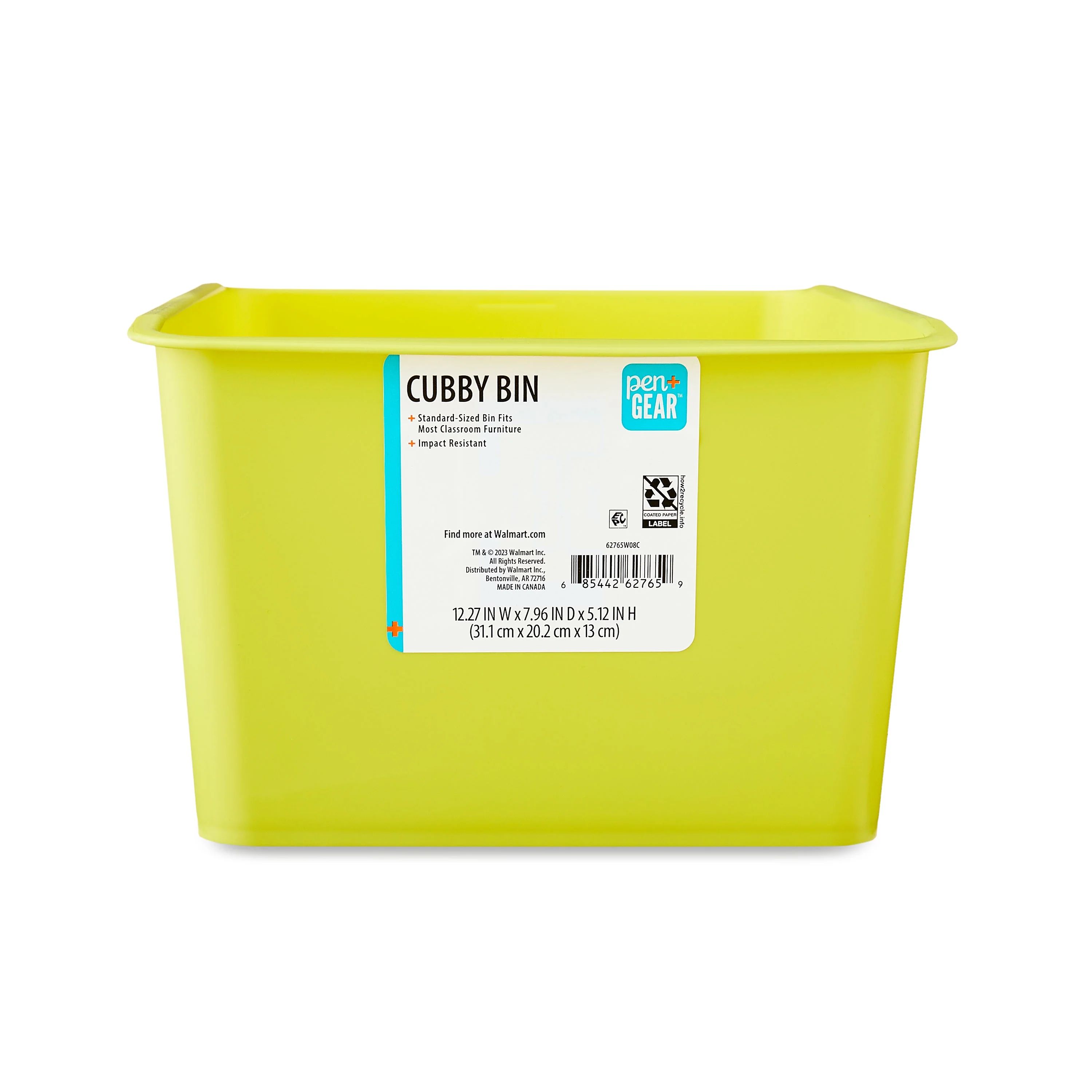 Pen+Gear Plastic Cubby Bin, Small Desktop Organizer, Lemon Lime | Walmart (US)