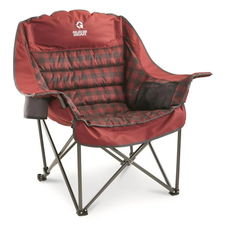 Guide Gear Oversized XL Comfort Padded Camping Chair, 400-lb. Capacity. Red Plaid | Walmart (US)