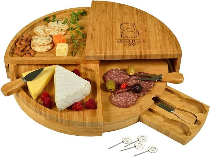 Picnic at Ascot Delux Custom Engraved Bamboo Cheese/Charcuterie Cutting Board - Patented Design -... | Amazon (US)