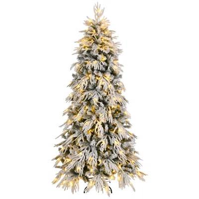 Slim Flocked Christmas Tree W/ 767 Premium PE&PVC Tips, Skinny Noble Artificial Christmas Tree Easy Assembly For Home, Corner, Narrow Place | Wayfair North America
