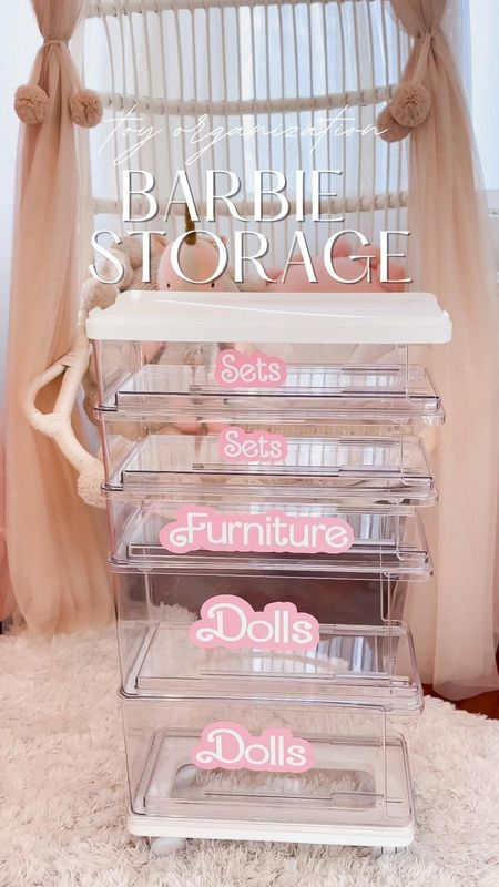 Barbie Doll and Accessory storage solutions! These rolling storage bins are perfect for any little girl's dolls and also has smaller drawers for small accessories too! It's slim and easy to store away!🙌🏻 

#barbietiktok #toyorganization #playroomorganization #baribiestorage #organizedhome #barbiestoragesolution #dollstorageideas #barbieorganization #girlsroom #girlsroominspo #girlsroomdecor #playroomorganization #playroomstorage #kidsstorage #toystorage #storagesolution 

#LTKfamily #LTKhome #LTKkids