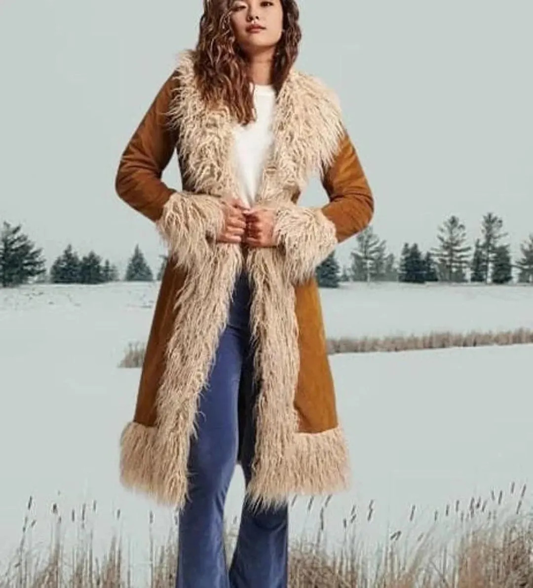 Women Penny Lane Coat Fur Coat Long Coat Boho Hippie Shearling Coat 70s Vintage Toscana Fur Brown... | Etsy (US)