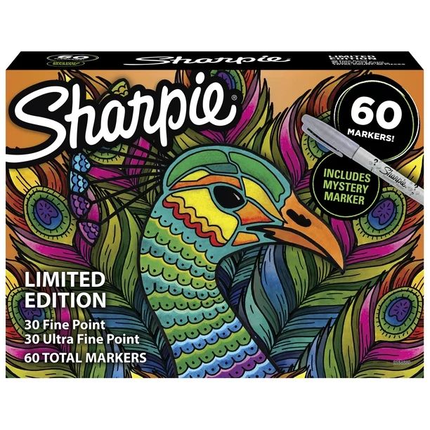 Sharpie Permanent Markers, Limited Edition, Assorted Colors Plus 1 Mystery Marker, 60 Count | Walmart (US)