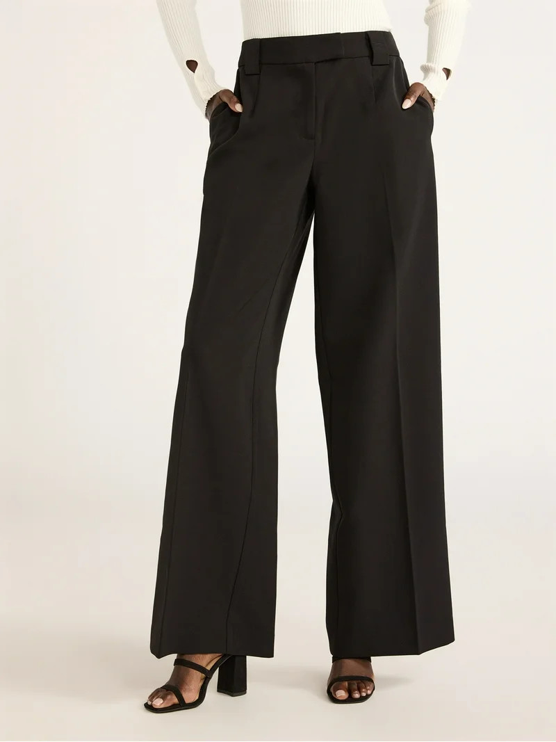 Scoop Women’s and Women's Plus Crepe Wide Leg Trousers, 32", 32.5", and 34" Inseams, Sizes 0-28 | Walmart (US)